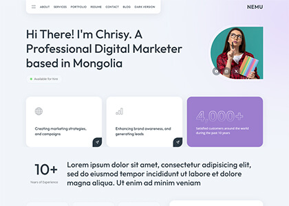 Nemu - Personal vCard/Portfolio Template